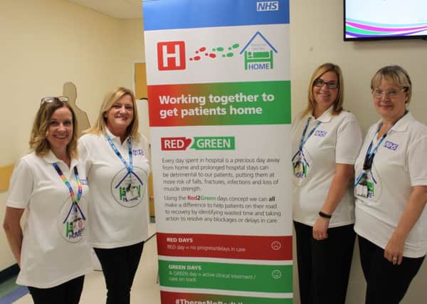 From left, Angela Wadmore, directorate general manager, Fiona Carney, continuous improvement facilitator, Lynn Tallintire, matron for patient access and discharge and Susan Martin, divisional discharge co-ordinator at City Hospitals Sunderland NHS Foundation Trust.