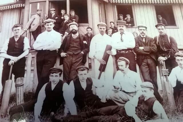 An early photograph of  Seaham Harbours cricketers.