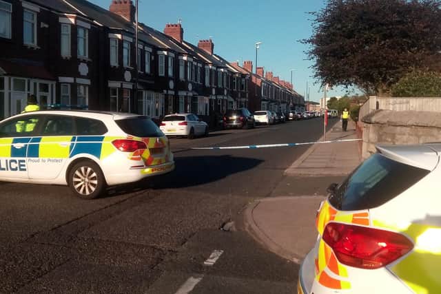 Sea Road, Sunderland, is closed off, following the death of a woman.