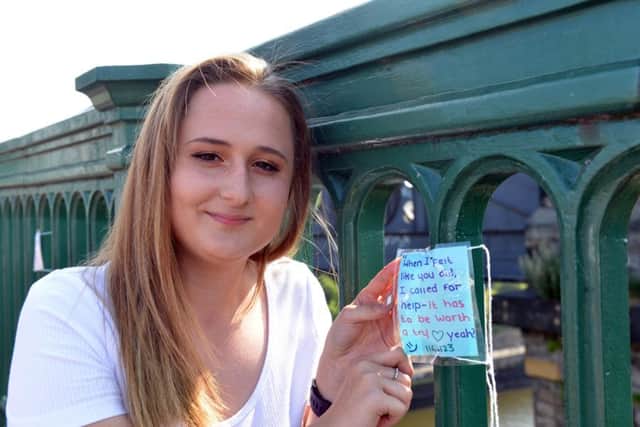 Paige Hunter's comfort notes left on Wearmouth Bridge