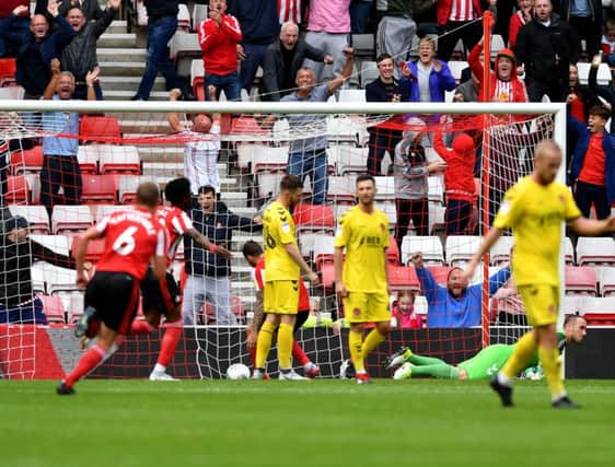 Josh Maja celebrates Sunderland's equaliser