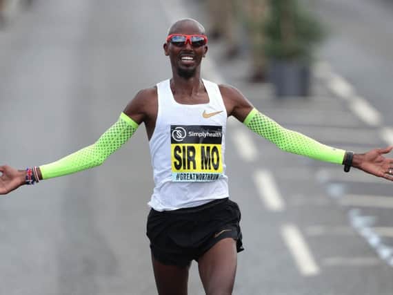 Sir Mo Farah wins the Men's Elite Race during the 2018 Simply Health Great North Run. Pic: Richard Sellers/PA Wire.