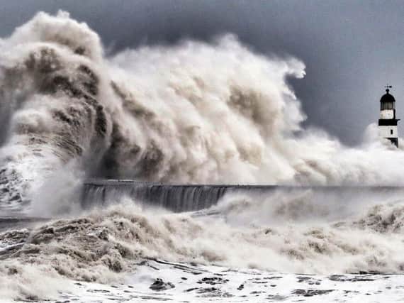 Press Association photographer Owen Humphreys' award-winning picture of stormy seas at Seaham.