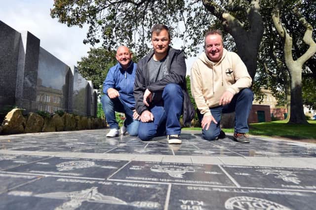 A family from Australia have bought a paving stone on the Veterans' Walk for family member veteran Ian Wayman. Organisers  Rob Deverson (right) and Tom Cuthbertson (left).