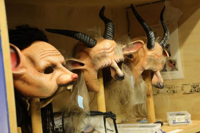 Some of the prosthetic masks used in the show