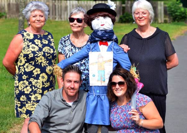 Friends of East Boldon scarecrow competition. Front Chris Lowden and Rebecca Higgins. Back Joan Glass,Jackie Whitmore and Jill McCrudden