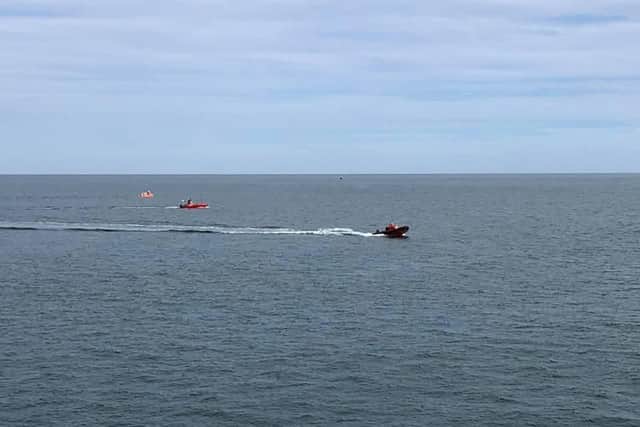 The RNLI on the way to the call out, pictured by their Coastguard counterparts.