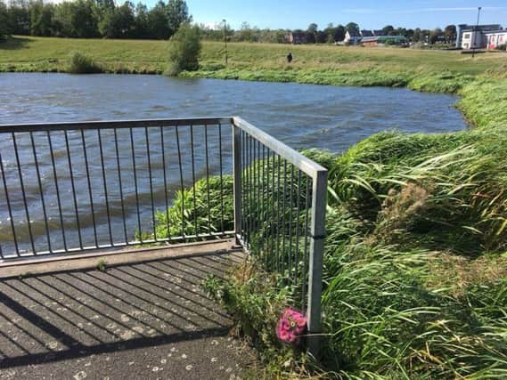 Flowers have been left close to the edge of the lake nearest to North Moor Lane in Silksworth.