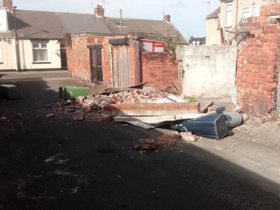 A wall has collapsed at the back of John Candlish Road, in Millfield.