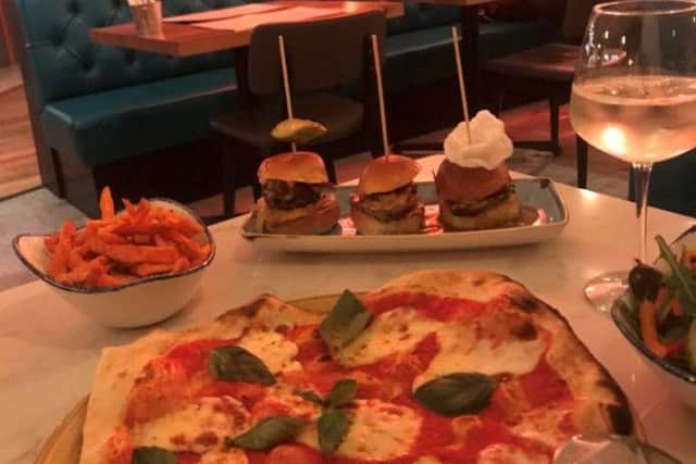 Pizza of Pizzas and sliders at 808