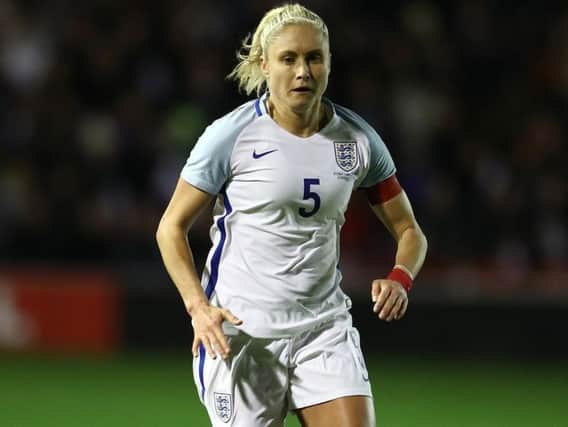 Steph Houghton playing for England.