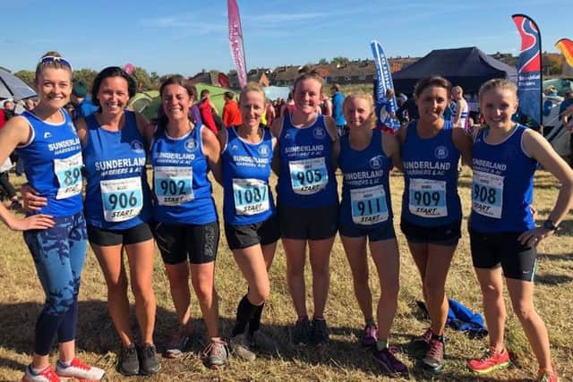 Sunderland Harriers women's team : Jenna Wilkinson, Maria Davis, Laura Tedstone, Judith Thirlwell, Lucy Forster, Nikki Woodward, Michelle O'Neil and Michelle Avery. Picture Eve Quinn.
