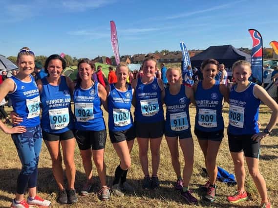 Sunderland Harriers women's team : Jenna Wilkinson, Maria Davis, Laura Tedstone, Judith Thirlwell, Lucy Forster, Nikki Woodward, Michelle O'Neil and Michelle Avery.  Picture Eve Quinn.