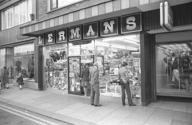 The outside of the Lermans shop in 1977.