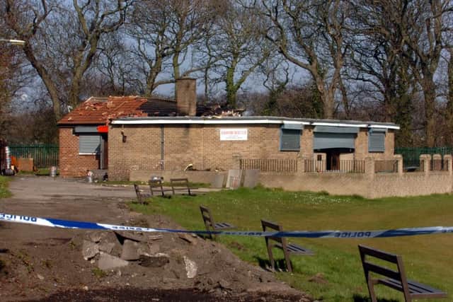 Seaham Park Cricket Club, in Seaham Town Park, after it was damaged by a fire in 2012.