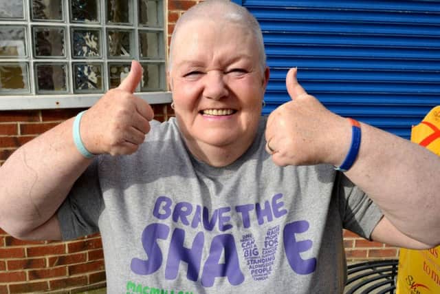 Maria McCourt after she had her head shaved in aid of Macmillan Slimming World. Picture by FRANK REID