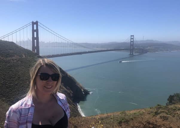 Victoria Birbeck at Golden Gate Bridge, San Francisco, California.