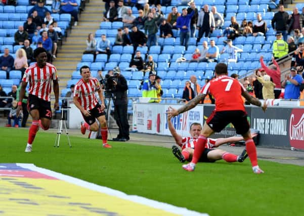 Lee Cattermole celebrates his goal at Coventry City