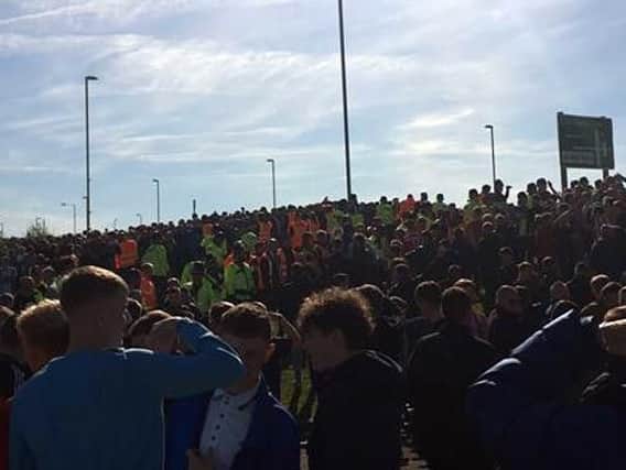 Police and stewards had to keep a group of rival fans apart after the Coventry v Sunderland game on Saturday.