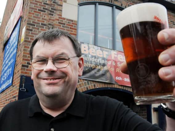 Michael Wynne promoting a previous Camra beer festival.