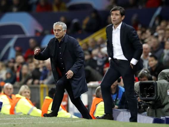 Jose Mourinho on the touchline against Valencia last night.