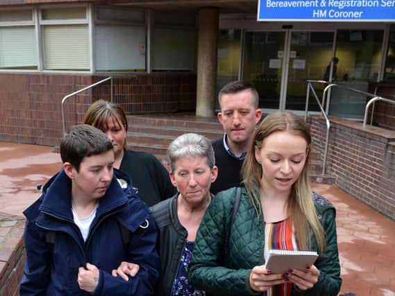 Jay McLaren's family outside the coroner's court