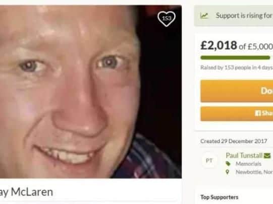 A fund-raising page set up for Jay McLaren