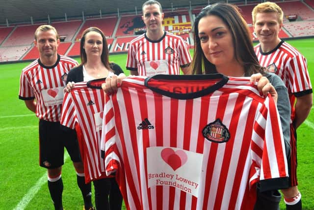 Gemma Lowery, front, at the launch of the Bradley Lowery Foundation at the Stadium of Light.