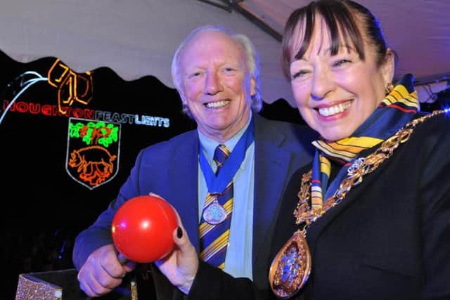 Mayor of Sunderland, Coun Lynda Scanlan, and her consort, Michael Horswill, switch on the Houghton Feast lights.