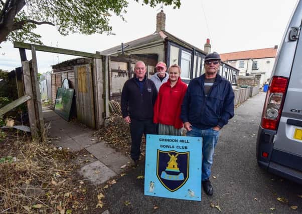 Grindon Bowls Club chairman Alan Patterson, right, with other members who are angry at being kicked out of the clubhouse on Grindon Lane.