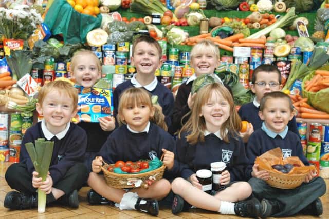 Hetton Lyons Primary School celebrate their harvest festival back in 2005.