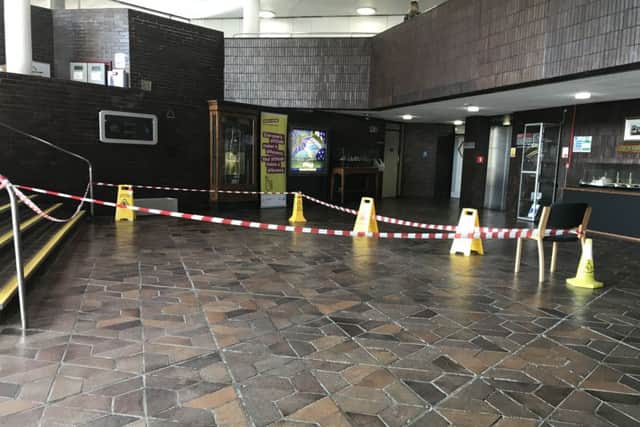 An area of the civic centre's reception has been cordoned off due to a leaking roof.