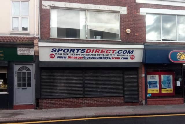 The mock 'Sports Direct' shop in Sunderland's Hylton Road