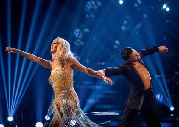 Faye Tozer and Giovanni Pernice during their dance this week. Photo by Guy Levy/BBC/PA Wire.