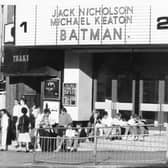 Queues outside the Cannon to see one of the top films of the summer of 1989 - Batman, featuring Michael Keaton and Jack Nicholson.