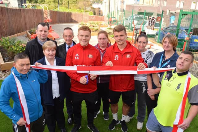 Salvation Army Swan Lodge new health space The Garden of Light opened by SAFC players Duncan Watmore and Max Power.