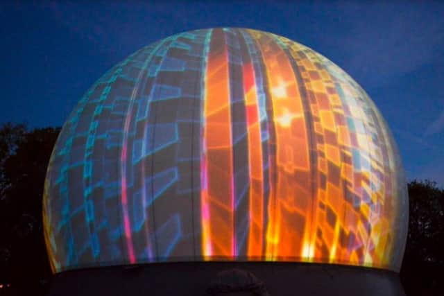 The amazing Sunderland Sphere all lit up.