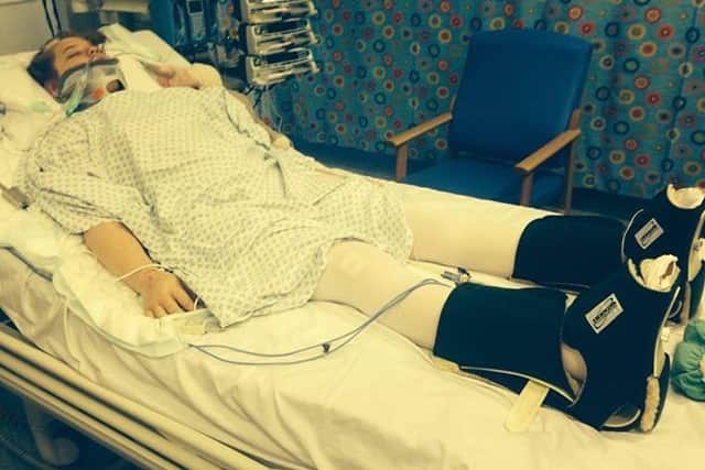 Lauren Boylen in hospital following her fall in July 2014.