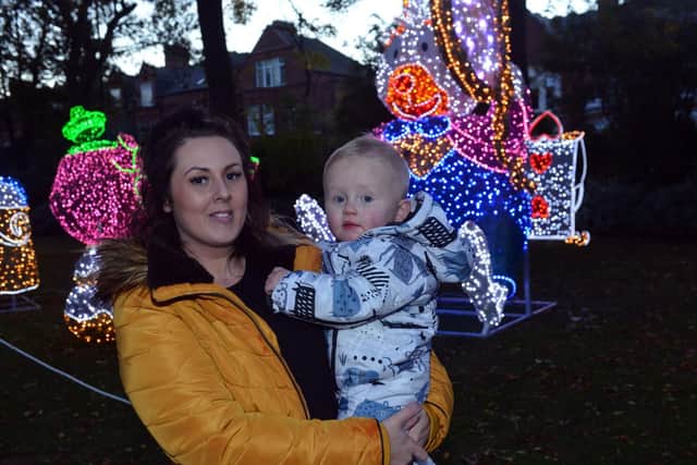 Robyn  Couchman with son Harry Costello one, at the illuminations.