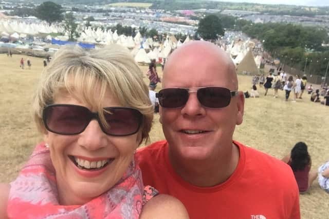 Julie with husband Brian McDonald at Glastonbury Festival in 2017