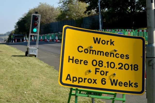 A reminder of ongoing roadworks in Silksworth Lane.