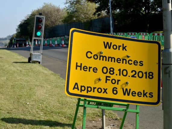 A reminder of ongoing roadworks in Silksworth Lane.