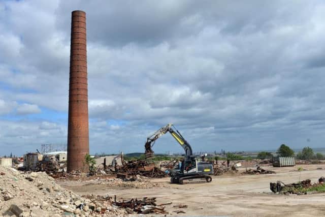The chimney at the former Edward Thompson paper mill and printworks is set to be demolished later this month