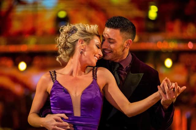 Faye Tozer and Giovanni Pernice perform the Foxtrot.