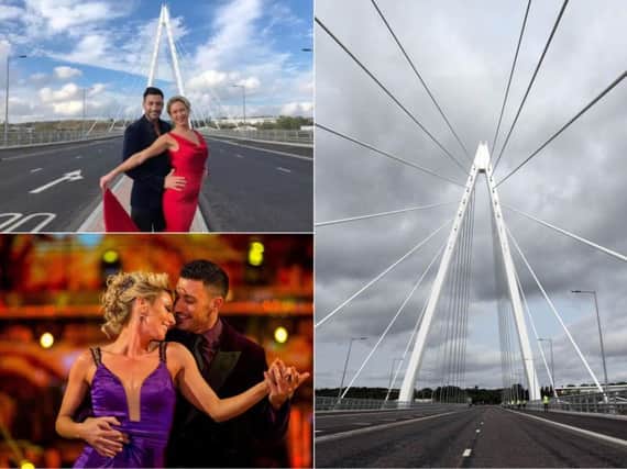 Faye and Giovanni danced a Foxtrot on Saturday night's Strictly. They practised their routine on the Northern Spire this week. Pictures: Sunderland City Council/BBC/Johnston Press.