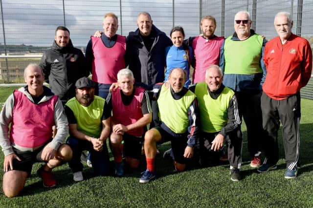 Former SAFC players taking part in the first walking football session to be held at The Beacon of Light. Picture by FRANK REID