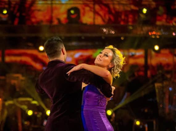 Faye and Giovanni's Foxtrot scored 33. Picture: BBC/Guy Levy.