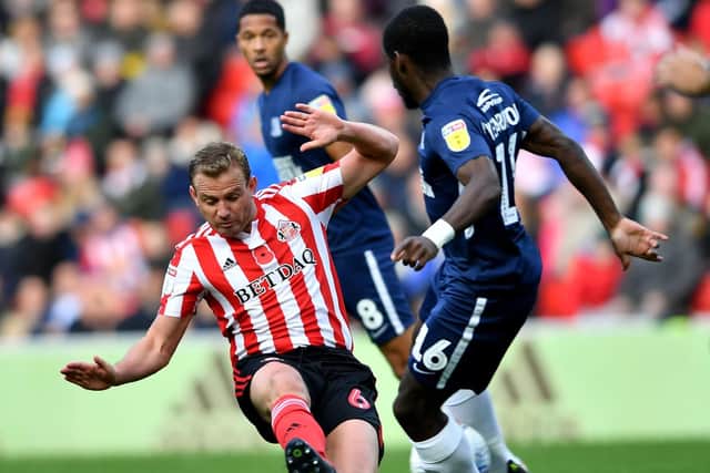 Lee Cattermole makes a challenge in the 3-0 win over Southend United.