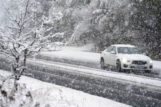 Heavy snow starts to fall in Greencroft, County Durham. Pic: Owen Humphreys/PA Wire