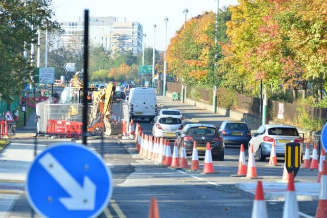 Ongoing roadworks in the Dame Dorothy area of Sunderland.